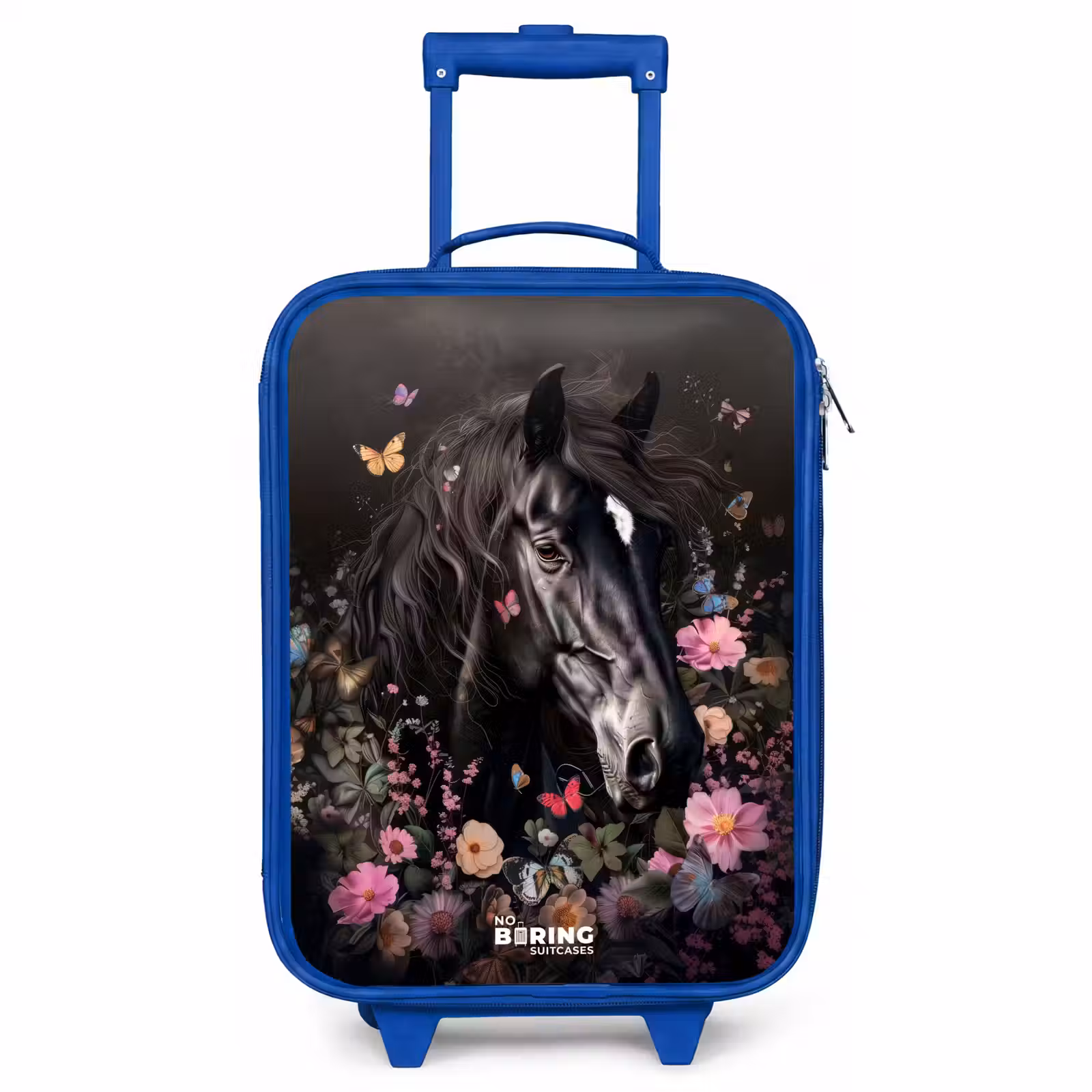 Children's suitcase - Blue - Black horse in bloom — 1