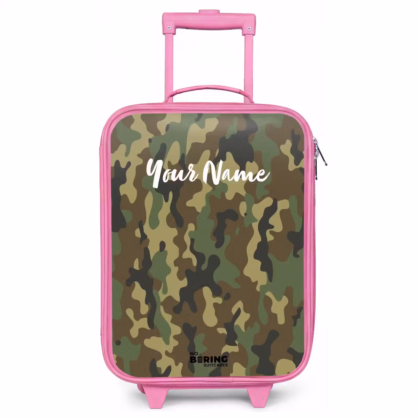 Children's suitcase - Pink - Green camouflage with sand color — 1