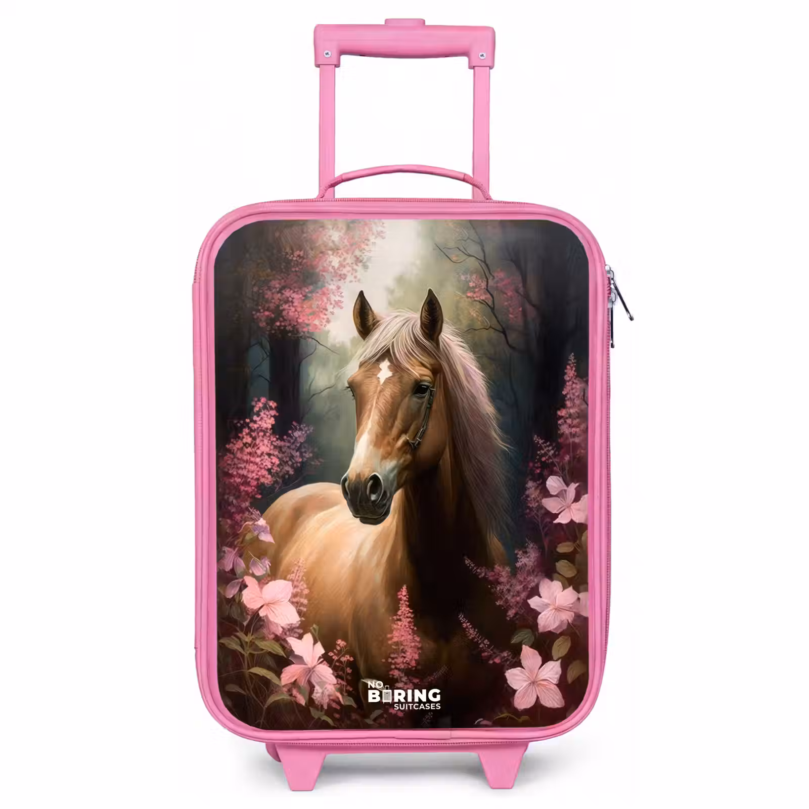 Children's suitcase - Pink - Light brown horse among pink flowers — 1