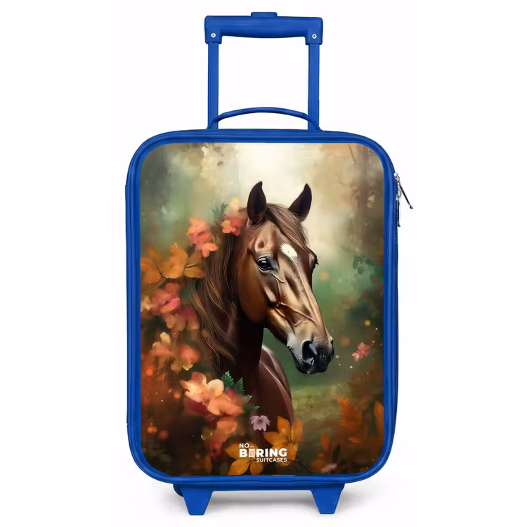 Children's suitcase - Blue - Brown horse among flowers — 1