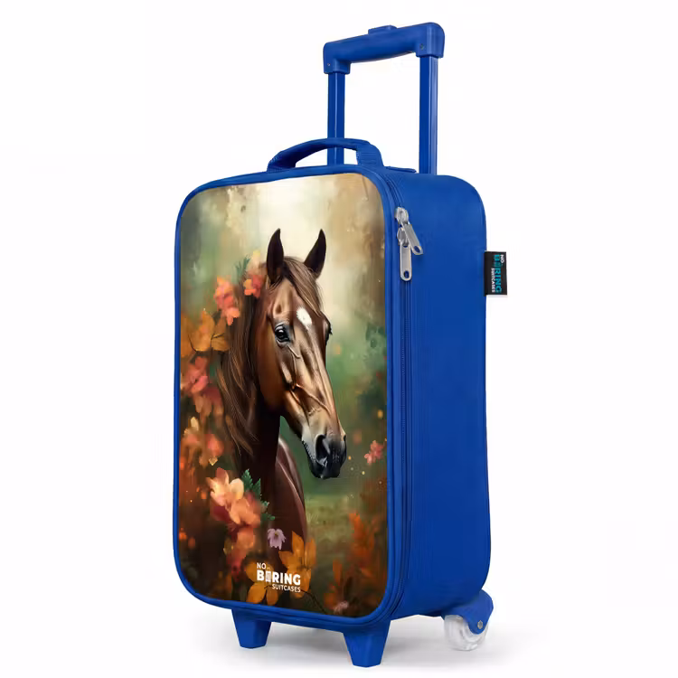 Children's suitcase - Blue - Brown horse among flowers — 5