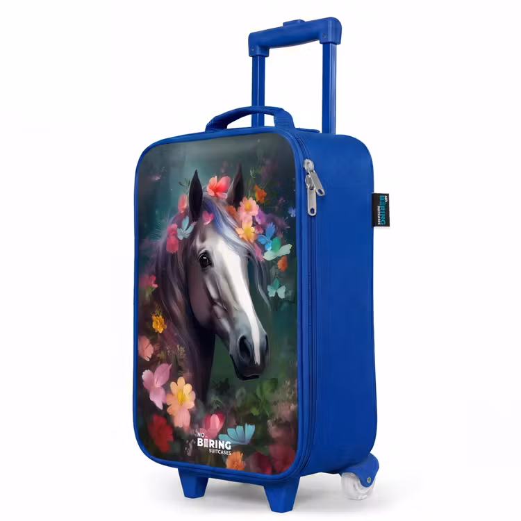 Children's suitcase - Blue - Horse in colorful flowers — 5