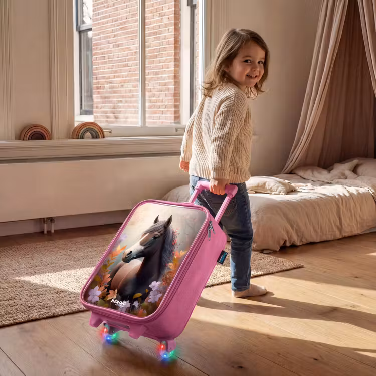 Children's suitcase - Pink - Brown horse in autumn — 2