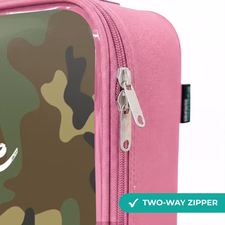 Children's suitcase - Pink - Green camouflage with sand color — 4