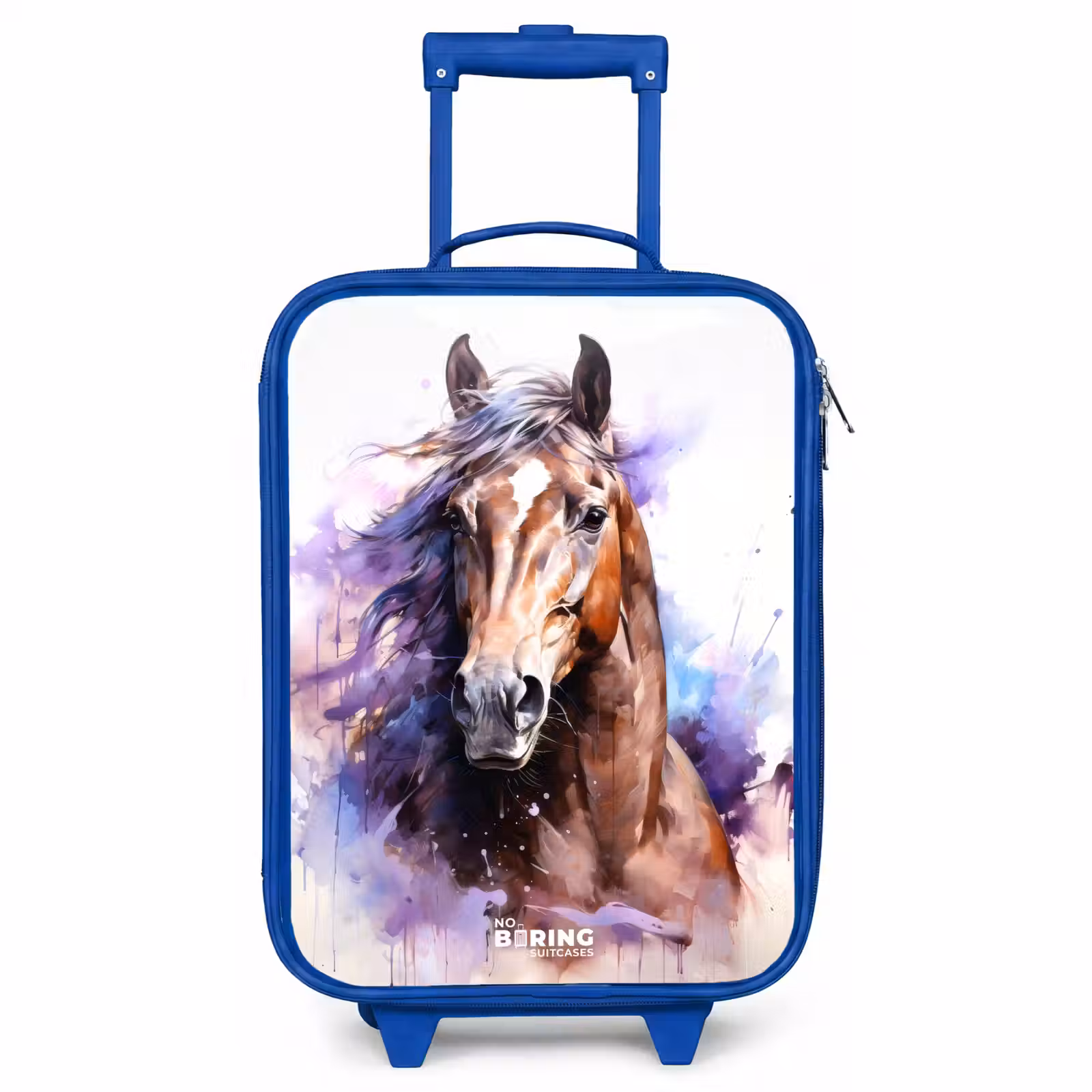 Children's suitcase - Blue - Watercolor horse with colorful splashes — 1