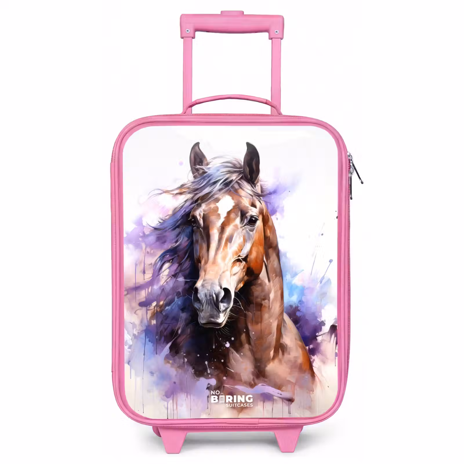 Children's suitcase - Pink - Watercolor horse with colorful splashes — 1