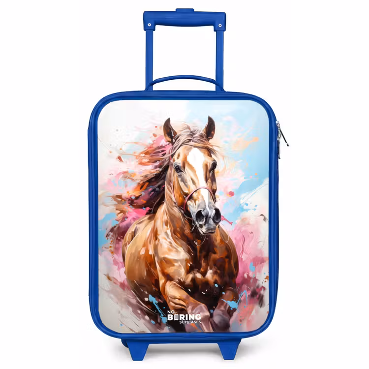 Children's suitcase - Blue - Galloping horse with colorful background — 1