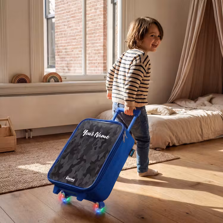 Children's suitcase - Blue - Green camouflage print — 2