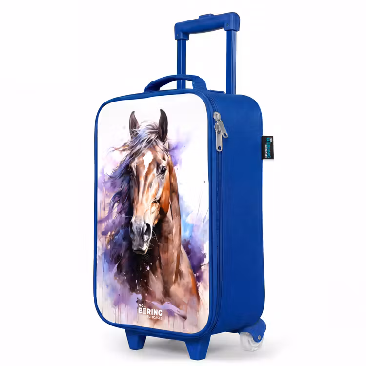 Children's suitcase - Blue - Watercolor horse with colorful splashes — 5