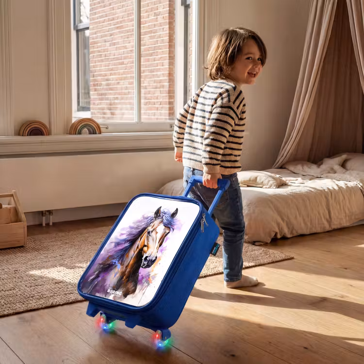 Children's suitcase - Blue - Watercolor horse with purple mane — 2