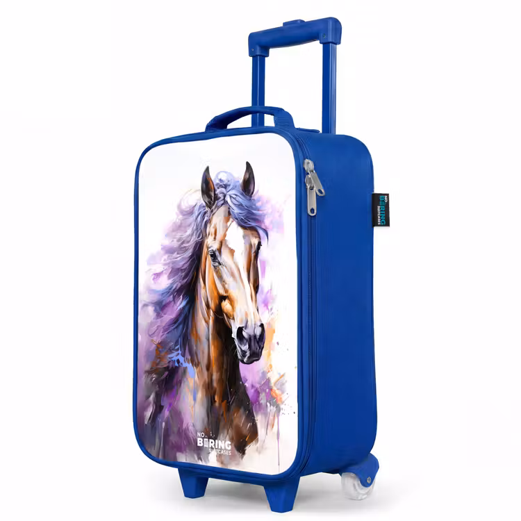 Children's suitcase - Blue - Watercolor horse with purple mane — 5