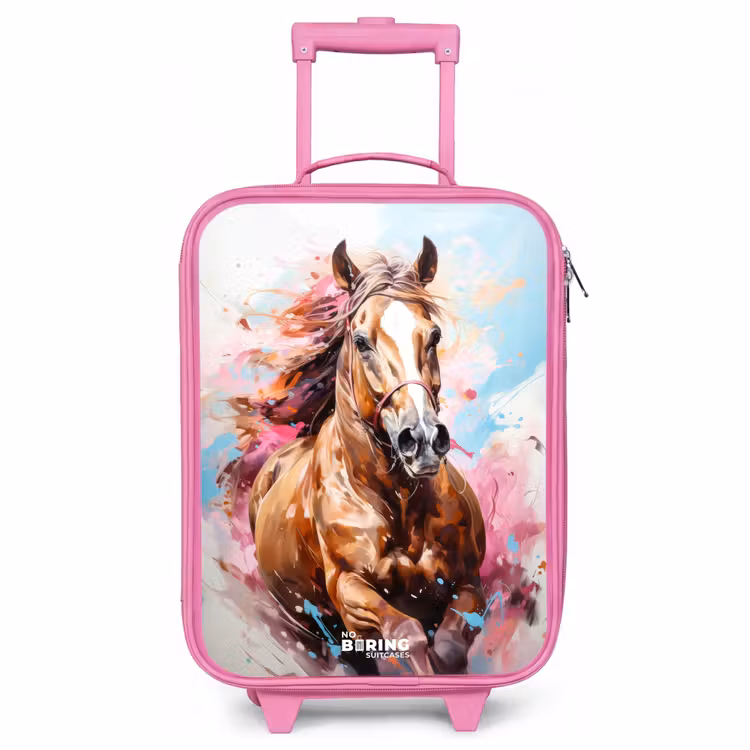 Children's suitcase - Pink - Galloping horse with colorful background — 1