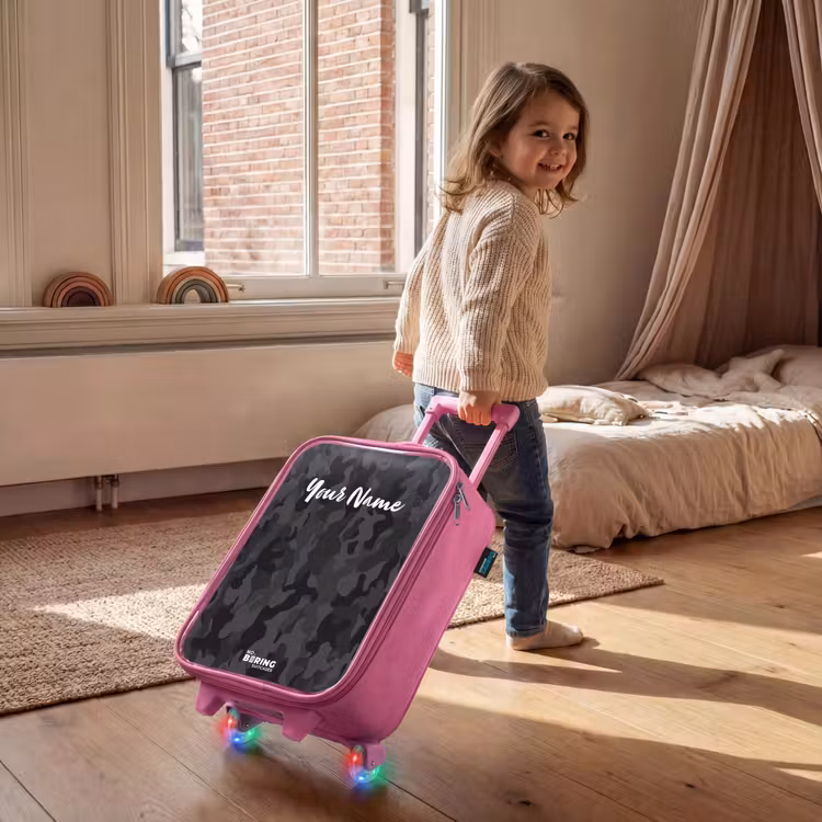 Children's suitcase - Pink - Green camouflage print — 2