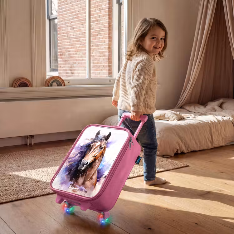 Children's suitcase - Pink - Watercolor horse with colorful splashes — 2
