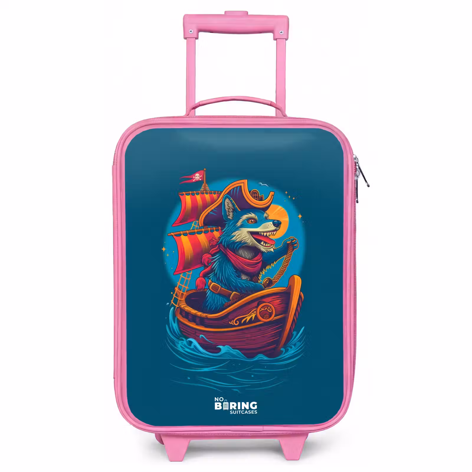 Children's suitcase - Pink - Pirate raccoon on a boat — 1