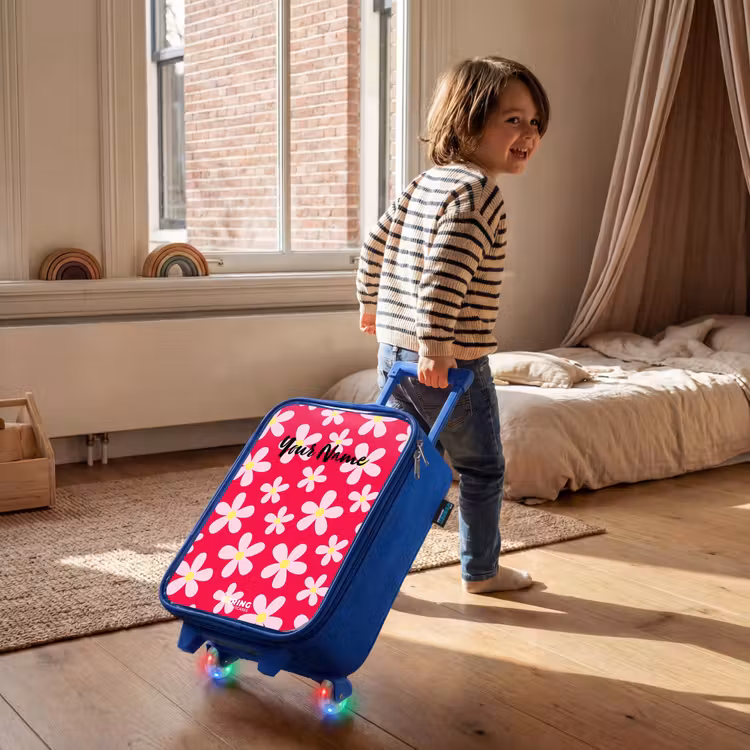 Children's suitcase - Blue - Daisy mania hotpink — 2