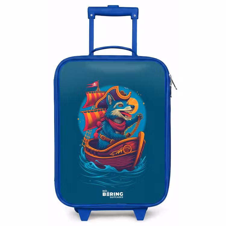 Children's suitcase - Blue - Pirate raccoon on a boat — 1