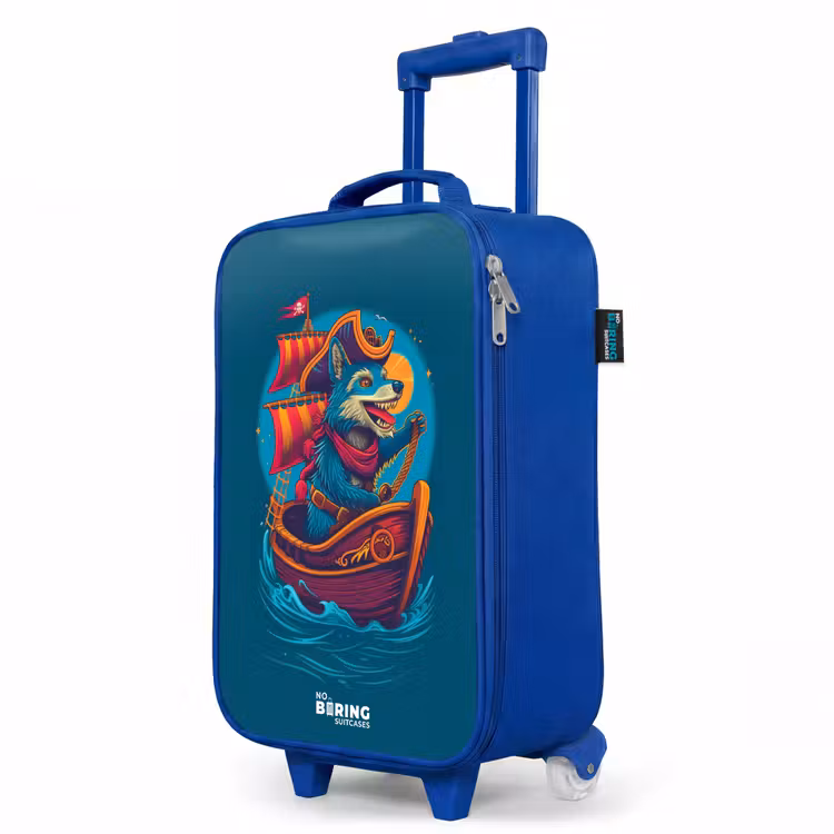 Children's suitcase - Blue - Pirate raccoon on a boat — 5