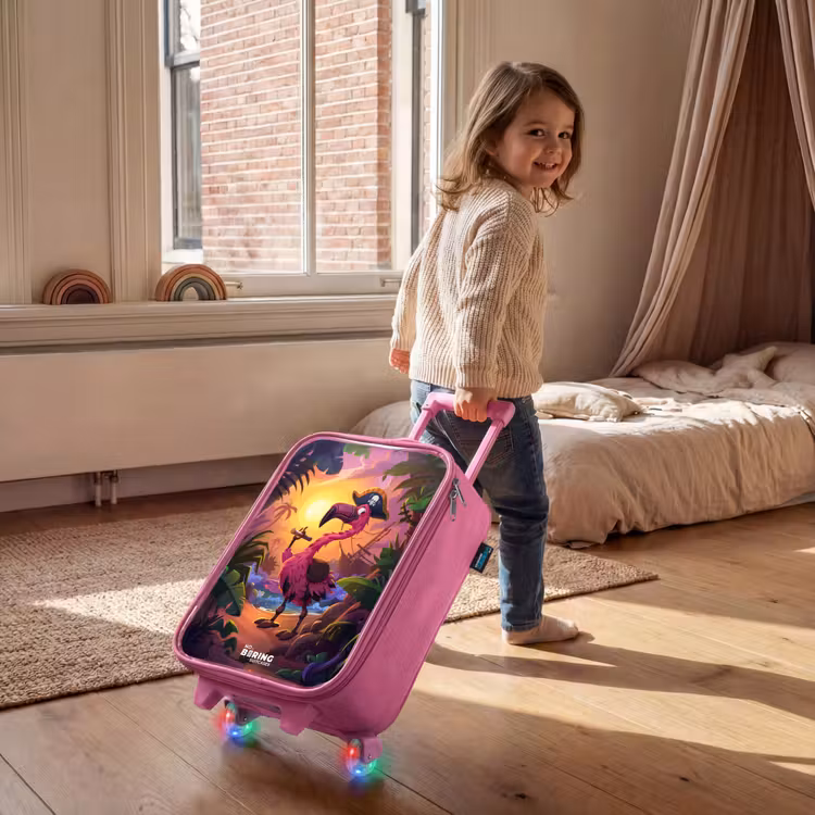Children's suitcase - Pink - Pirate flamingo on a tropical pad — 2