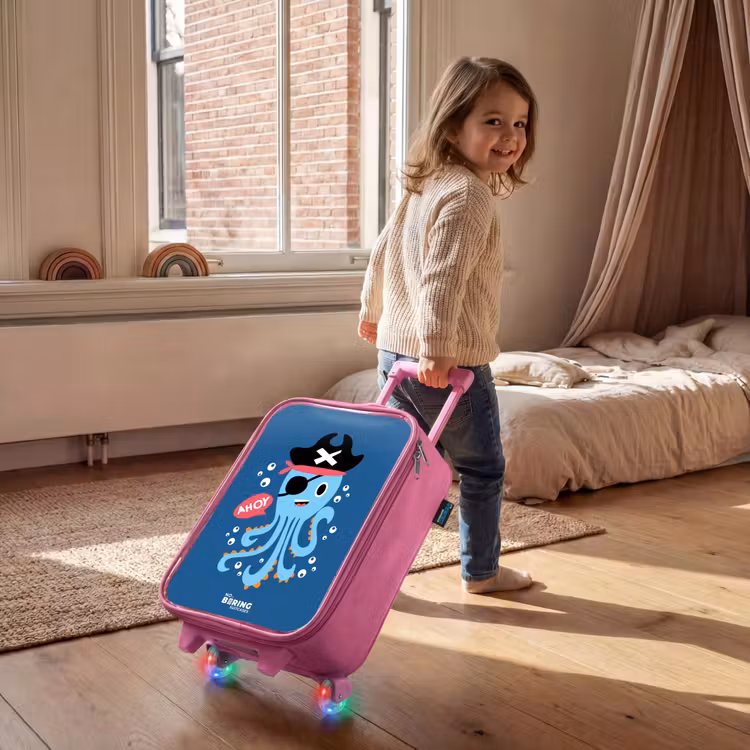 Children's suitcase - Pink - Pirate octopus with a hat — 2