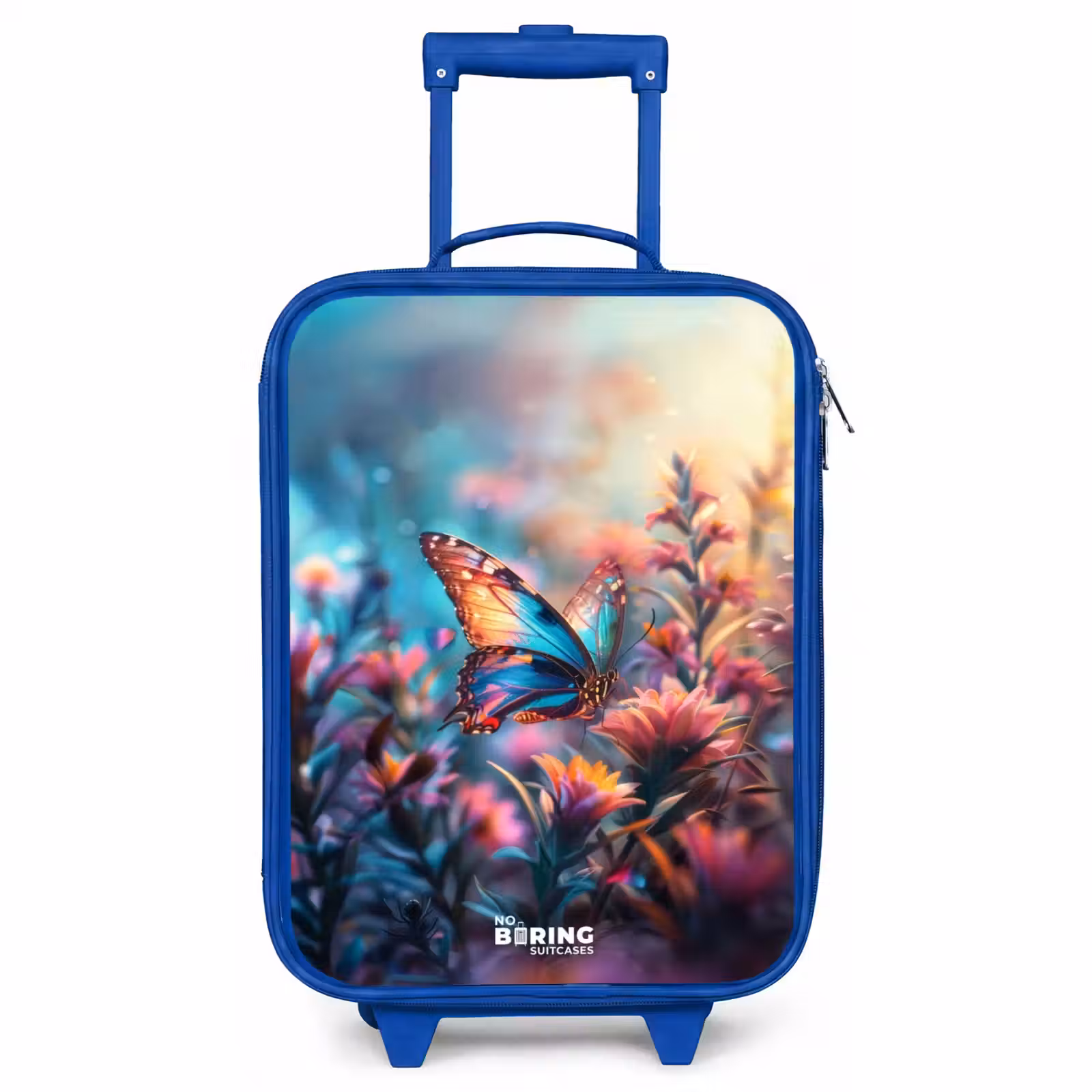 Children's suitcase - Blue - Butterfly flowers — 1