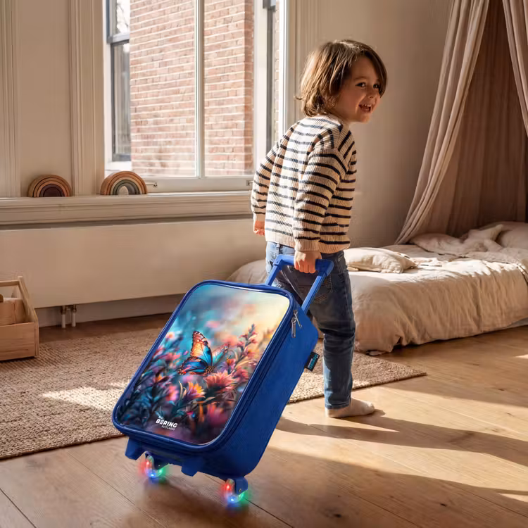Children's suitcase - Blue - Butterfly flowers — 2