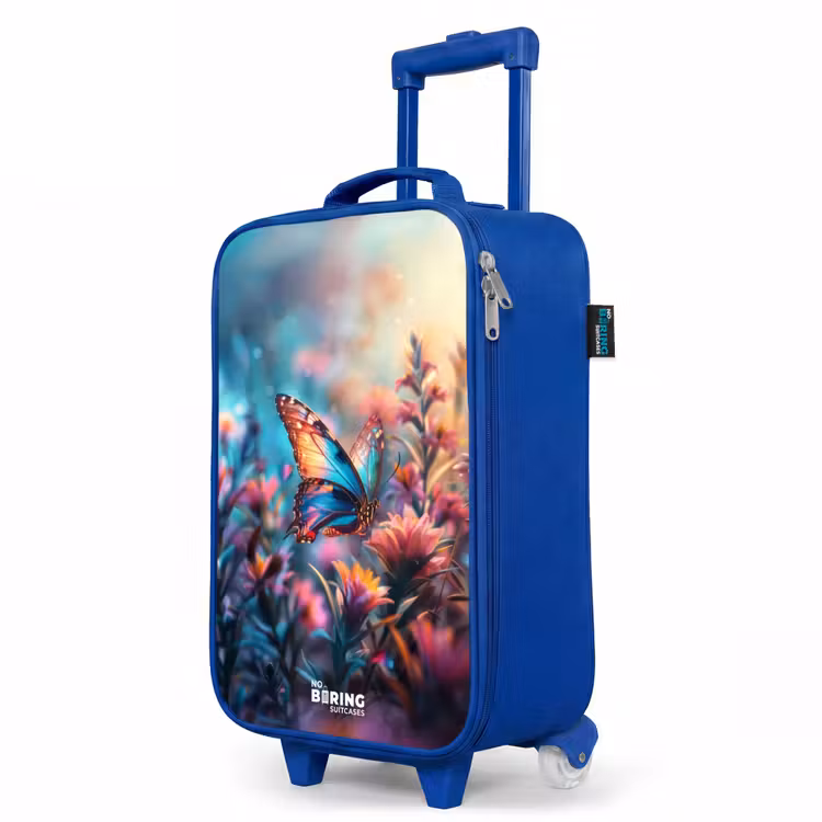 Children's suitcase - Blue - Butterfly flowers — 5