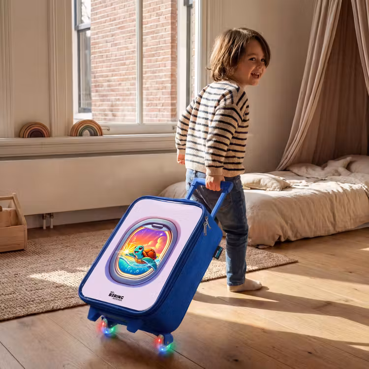 Children's suitcase - Blue - Turtle swimming with sunset — 2
