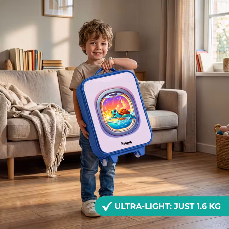 Children's suitcase - Blue - Turtle swimming with sunset — 3