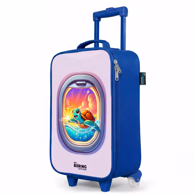 Children's suitcase - Blue - Turtle swimming with sunset — 5