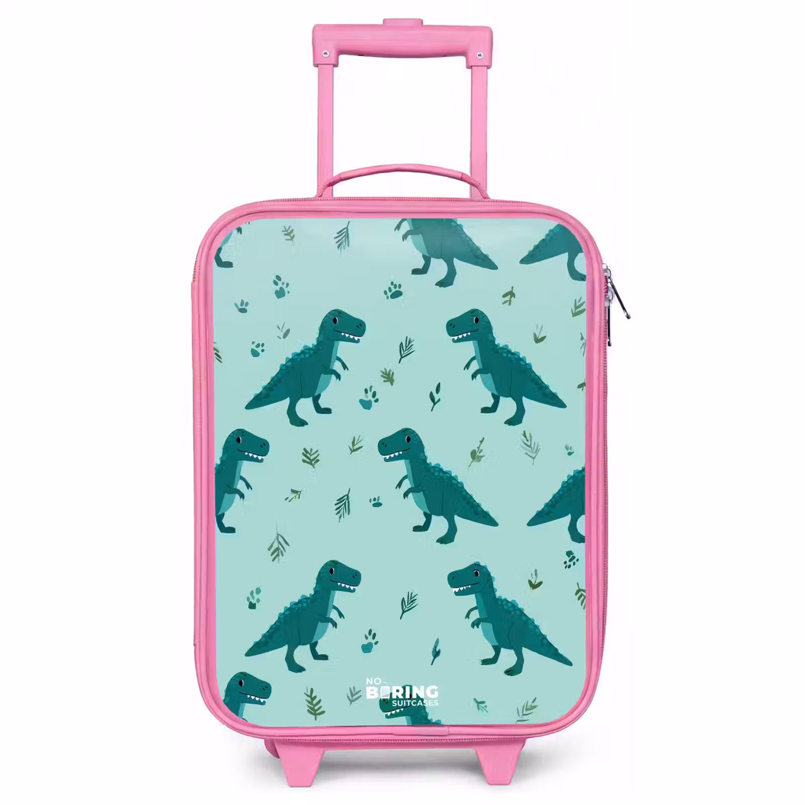 Children's suitcase - Pink - Friendly T. rex between tracks — 1