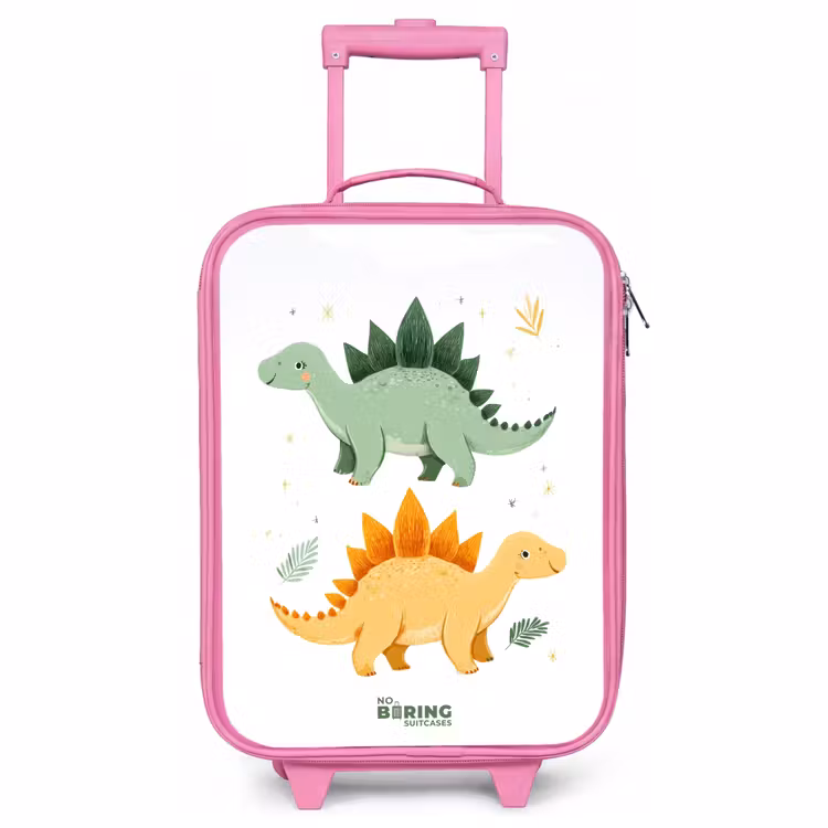 Children's suitcase - Pink - Cheerful stegosaurus friends — 1