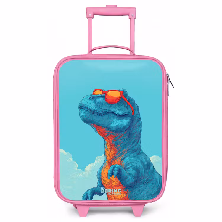 Children's suitcase - Pink - Dino with sunglasses — 1