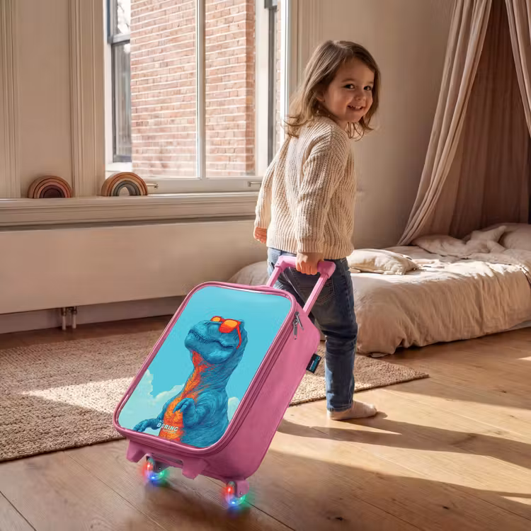 Children's suitcase - Pink - Dino with sunglasses — 2