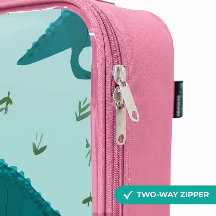 Children's suitcase - Pink - Friendly T. rex between tracks — 4