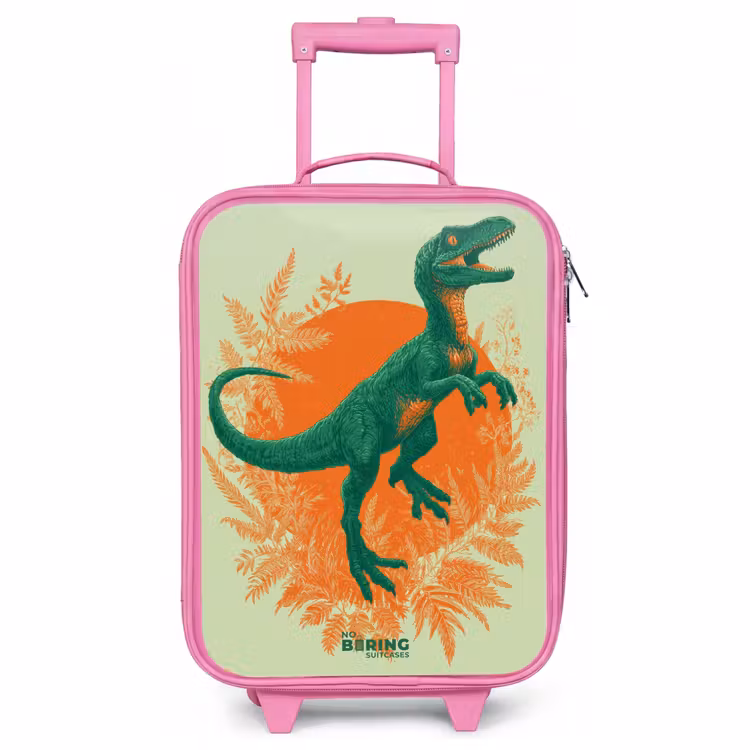 Children's suitcase - Pink - Green dino among ferns — 1