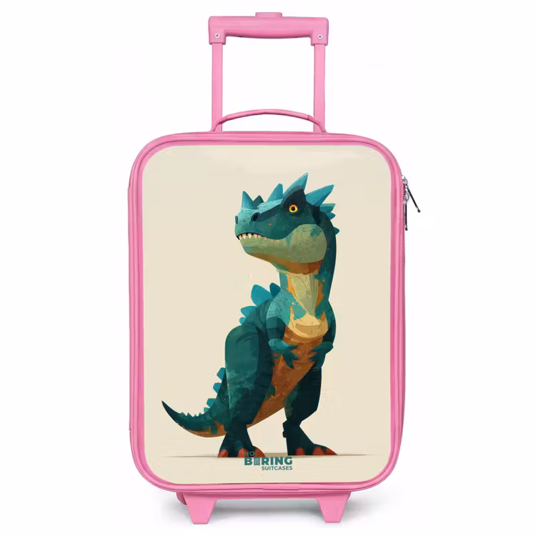 Children's suitcase - Pink - Horned dino with sharp gaze — 1