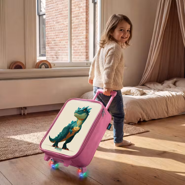 Children's suitcase - Pink - Horned dino with sharp gaze — 2