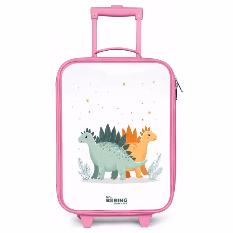 Children's suitcase - Pink - Stegosaurus duo under shower of stars — 1
