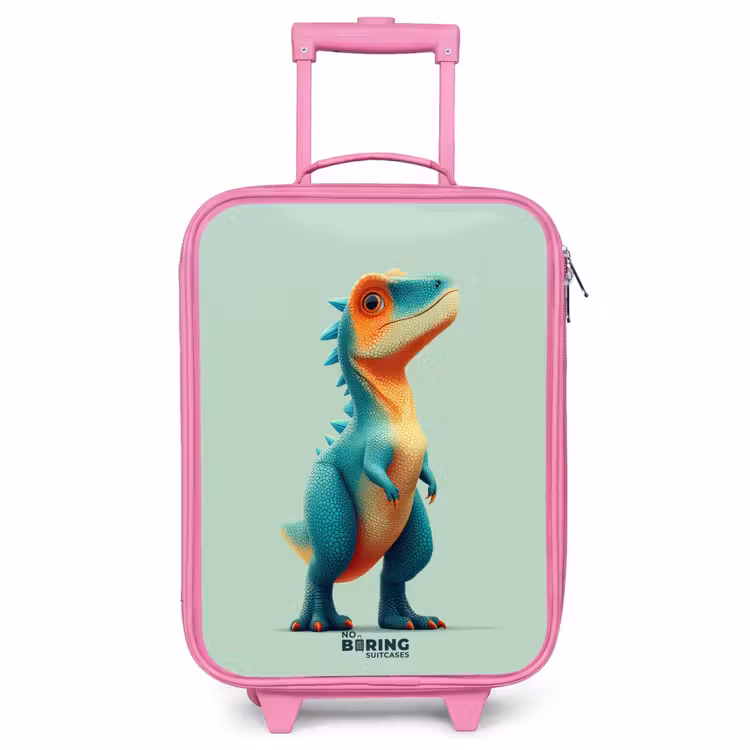 Children's suitcase - Pink - Tough dino with big eyes — 1