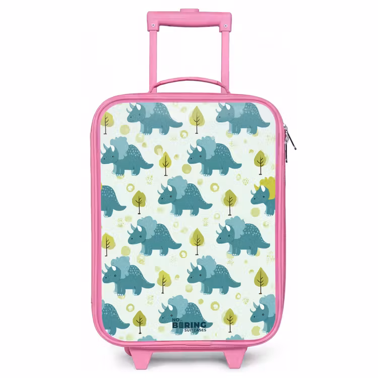Children's suitcase - Pink - Triceratops among trees — 1