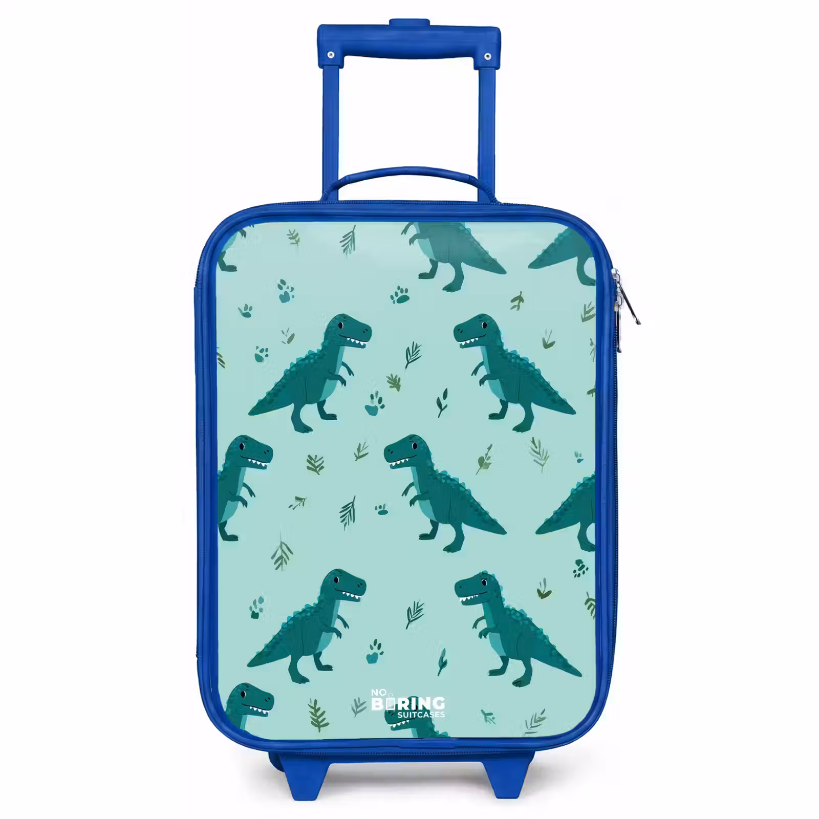 Children's suitcase - Blue - Friendly T. rex between tracks — 1