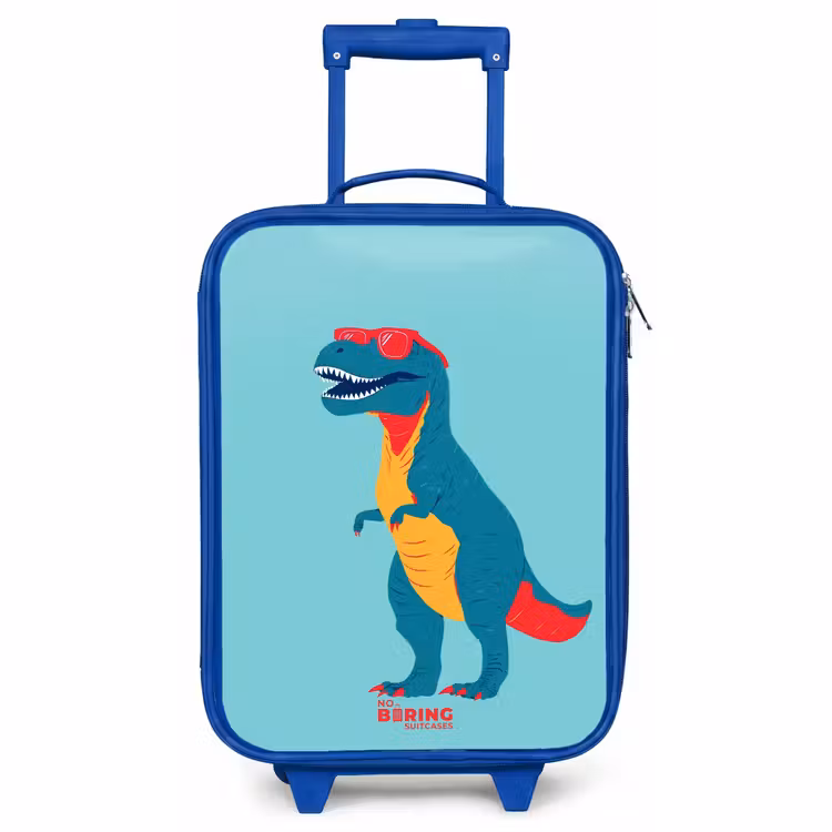 Children's suitcase - Blue - Cool T. rex with sunglasses — 1