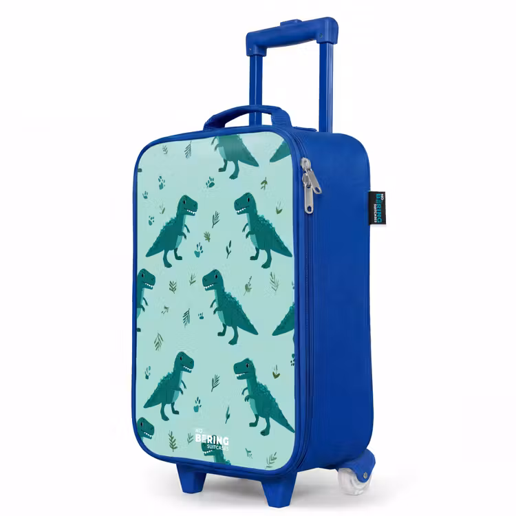 Children's suitcase - Blue - Friendly T. rex between tracks — 5