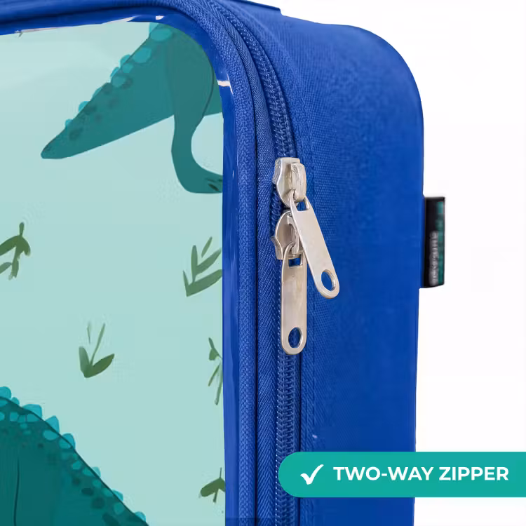 Children's suitcase - Blue - Friendly T. rex between tracks — 6