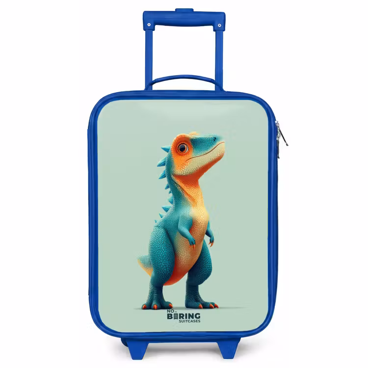 Children's suitcase - Blue - Tough dino with big eyes — 1