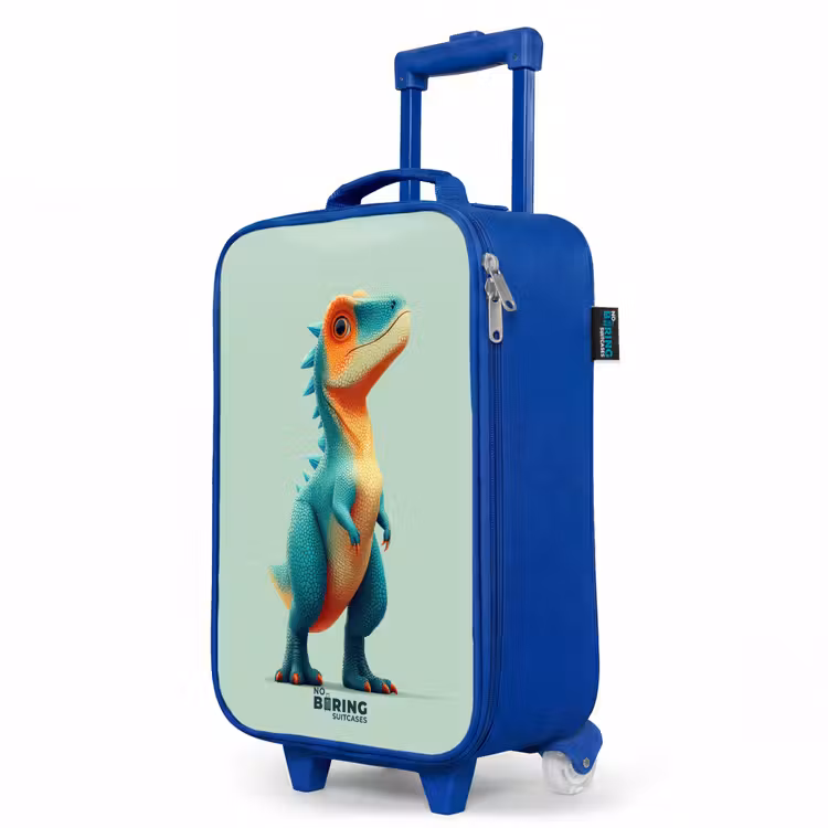 Children's suitcase - Blue - Tough dino with big eyes — 5