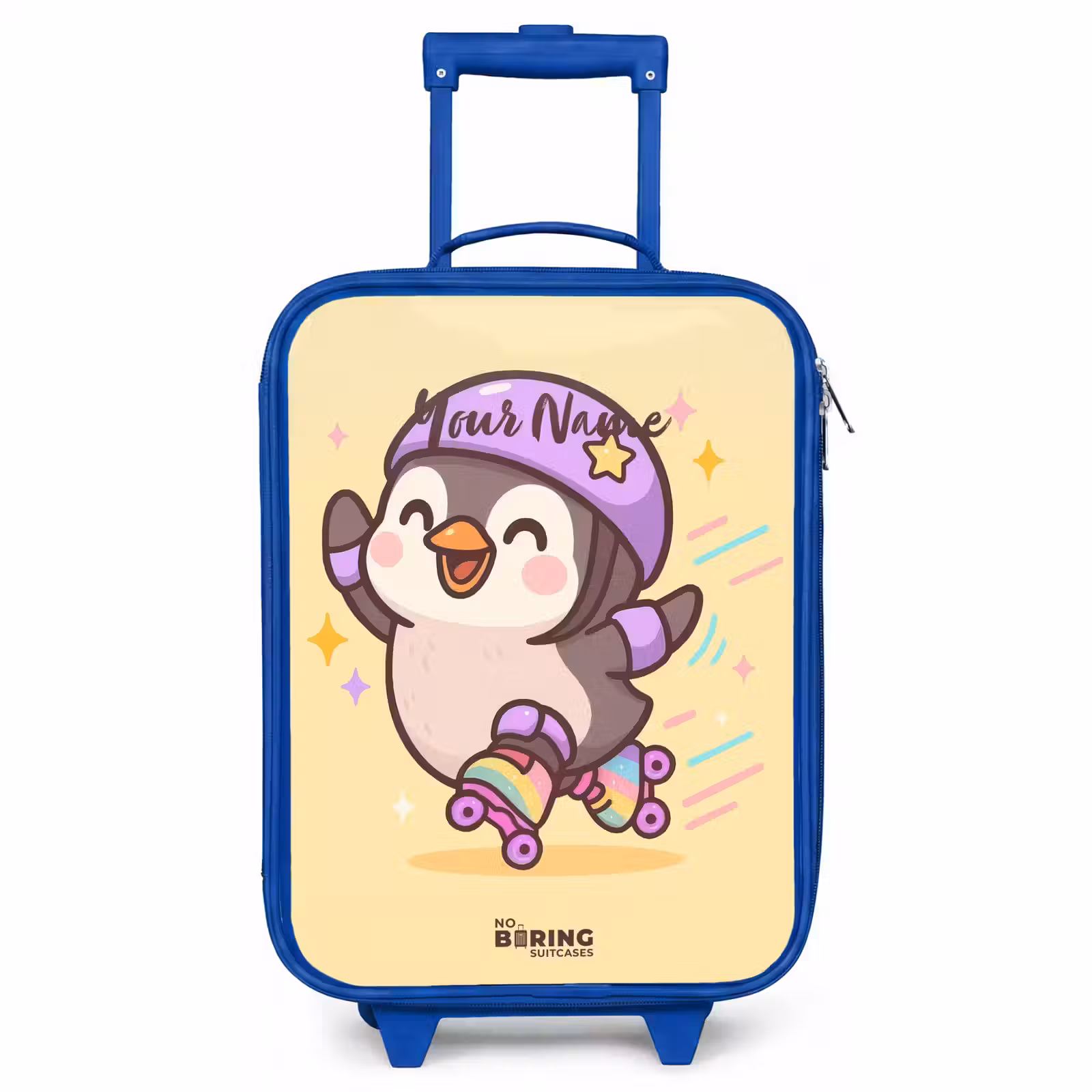 Children's suitcase - Blue - Kawai - Penguin - Roller skates — 1