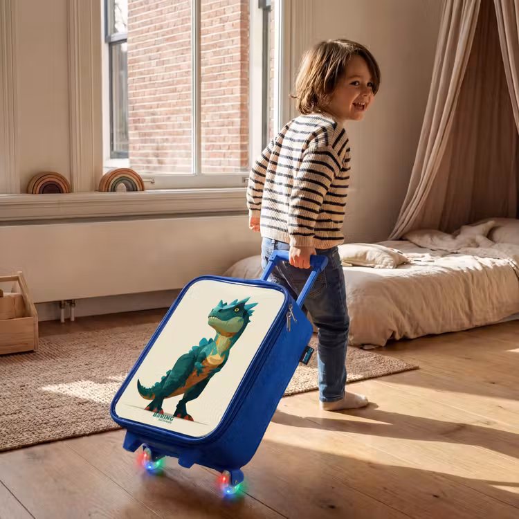 Children's suitcase - Blue - Horned dino with sharp gaze — 2