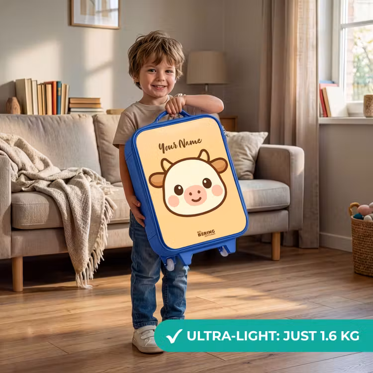 Children's suitcase - Blue - Kawai - Cow - Brown — 3